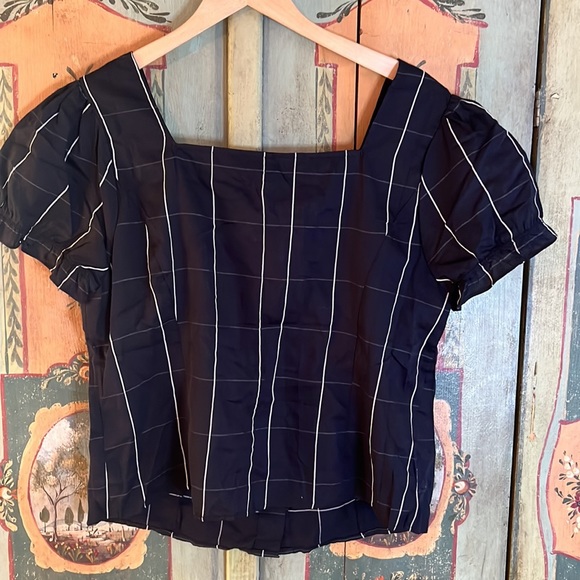 NWT Who What Wear Minimalist Black Plaid button front Top XL - Picture 5 of 7